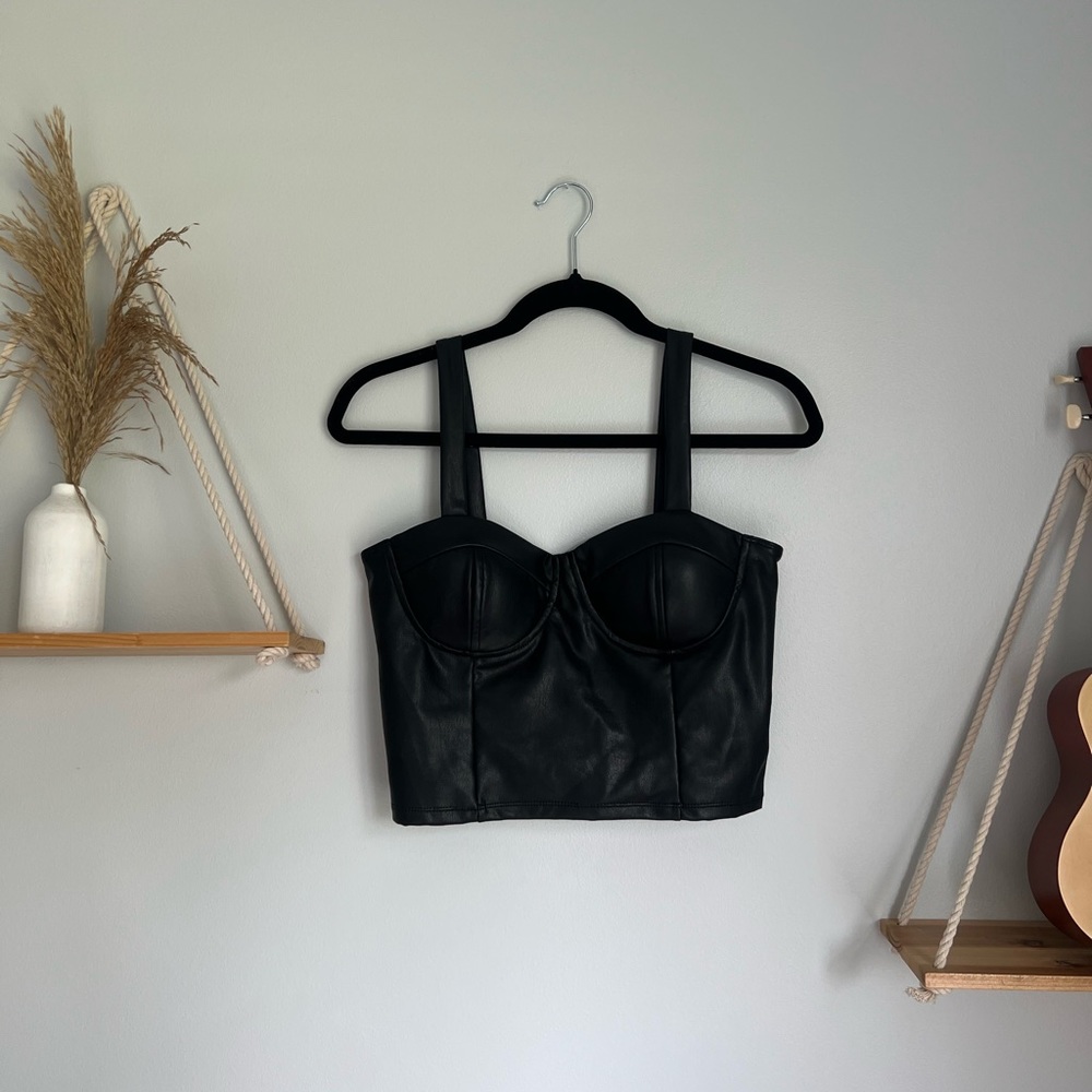 Leather bustier top